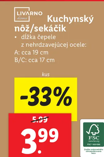 Livarno Kuchynský nôž/sekáčik