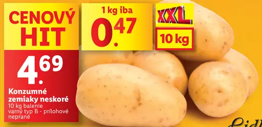 Zemiaky konzumné neskoré neprané