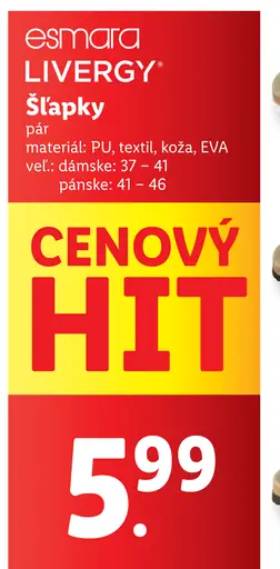 Esmara Livergy Šľapky dámske