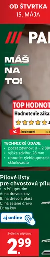 Parkside Pilové listy pre chvostovú pílu