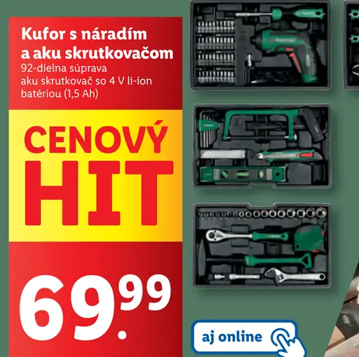 Kufor s náradím a aku skrutkovačom