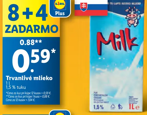 Trvanlivé mlieko 1,5 %