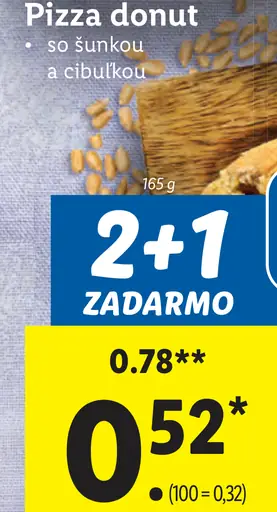 Pizza donut so šunkou a cibuľkou