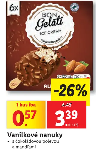 Bon Gelati Vanilkové nanuky