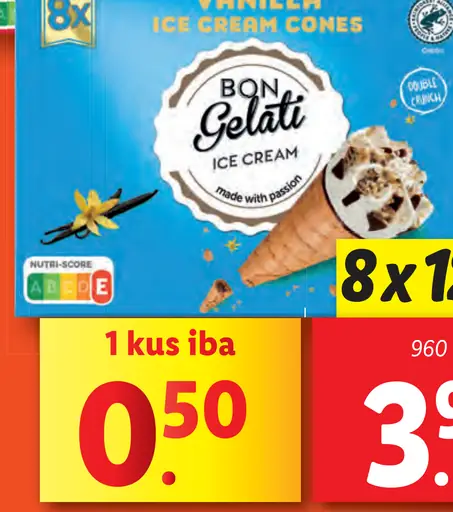 Bon Gelati Zmrzlina v kornútiku