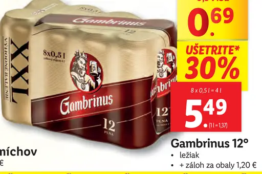 Gambrinus 12º plechovka