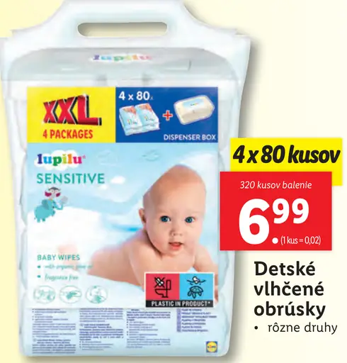 Lupilu Detské vlhčené obrúsky