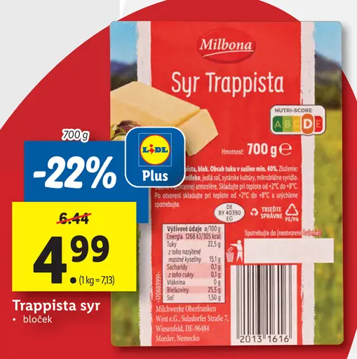 Milbona Syr Trappista