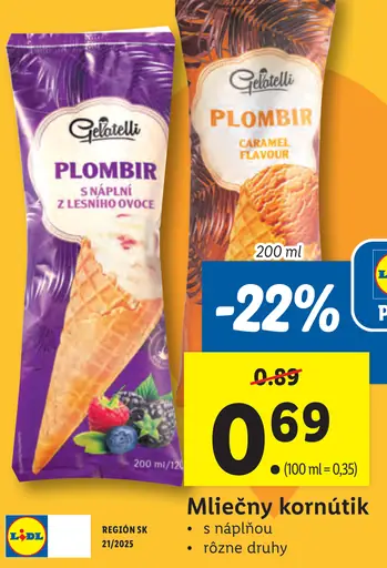Gelatelli Mliečny kornútik