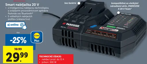Parkside Smart nabíjačka 20 V