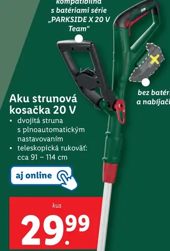 Parkside Aku strunová kosačka 20 V