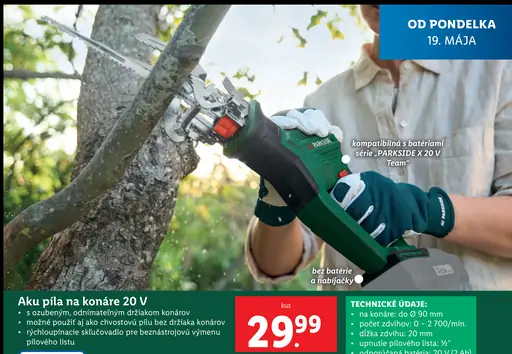 Parkside Aku píla na konáre 20 V