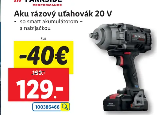 PARKSIDE PERFORMANCE Aku rázový uťahovák 20 V