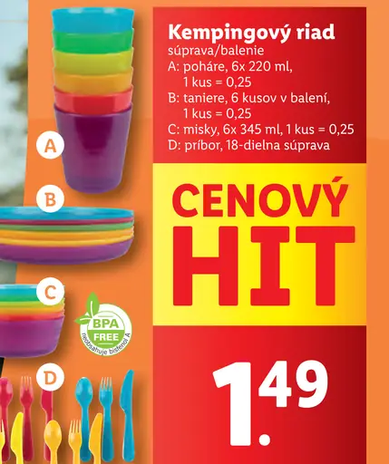 Crivit Kempingový riad súprava/balenie