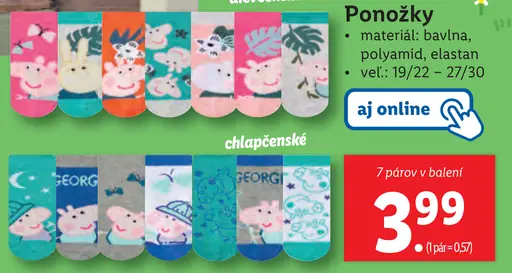 Ponožky Peppa Pig
