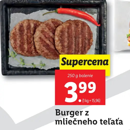 Burger z mliečneho teľaťa