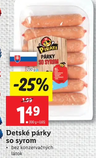 Piráti Detské párky so syrom