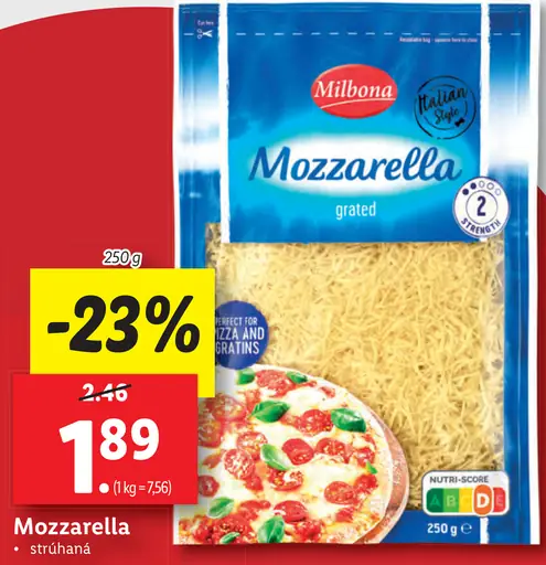 Milbona Mozzarella strúhaná