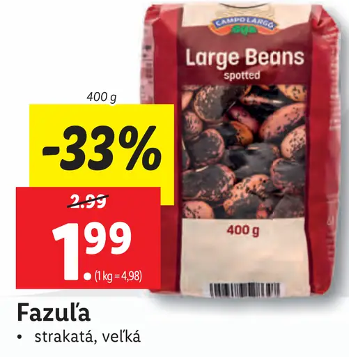 Fazuľa strakatá, veľká
