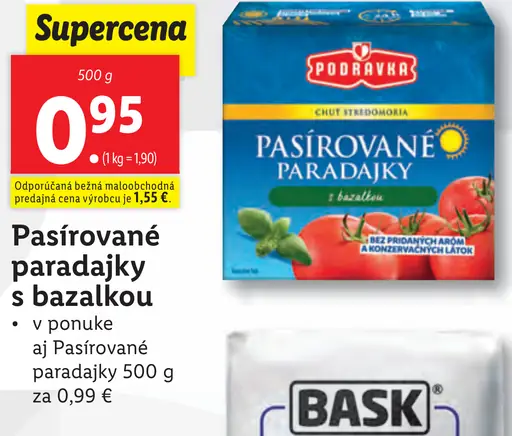 Podravka Pasírované paradajky s bazalkou
