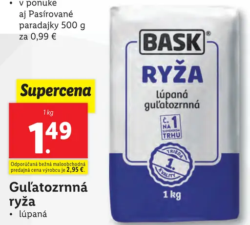 Bask Ryža lúpaná guľatozrnná