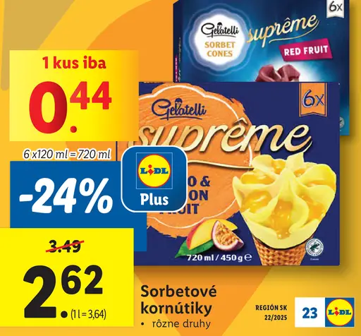 Gelatelli Sorbetové kornútiky Supreme