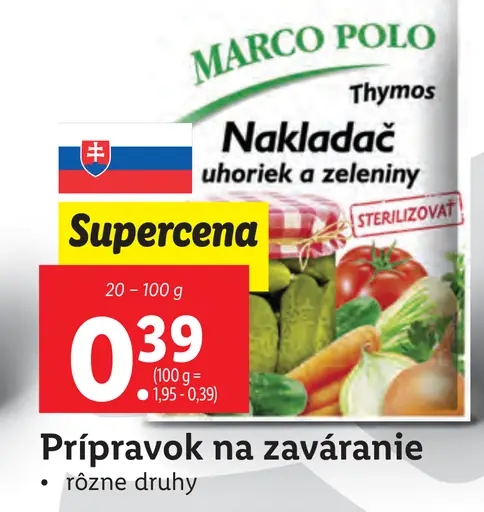 Nakladač uhoriek a zeleniny Marco Polo Thymos