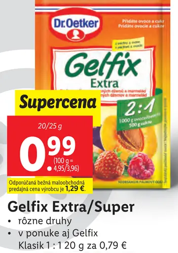 Dr Oetker Gelfix želírovací cukor Extra/Super