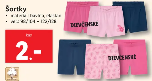 Šortky Chlapčenské Dievčenské