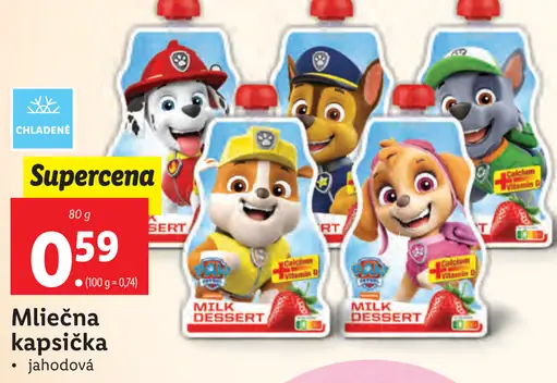 Mliečna kapsička jahodová
