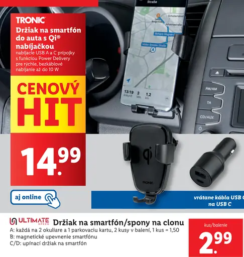 Tronic Držiak na smartfón do auta s Qi® nabíjačkou