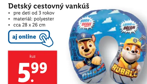 Detský cestovný vankúš