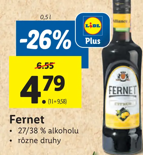Fernet rôzne druhy