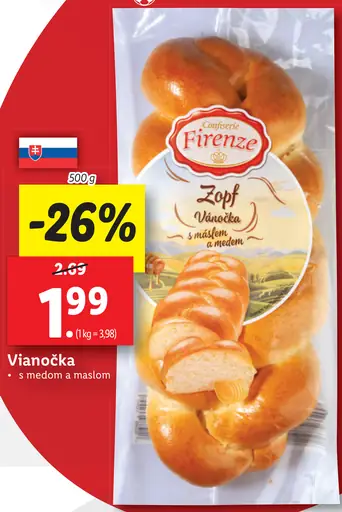 Confiserie Firenze Vianočka s medom a maslom