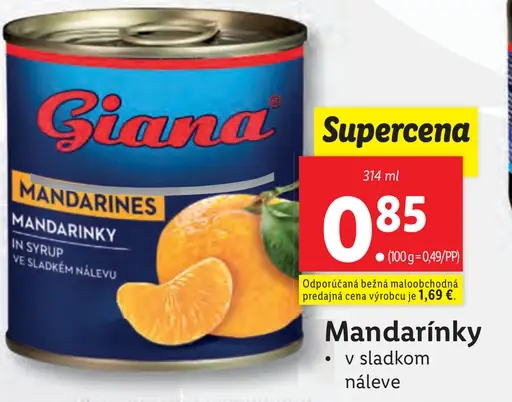 Giana mandarínky v sladkom náleve
