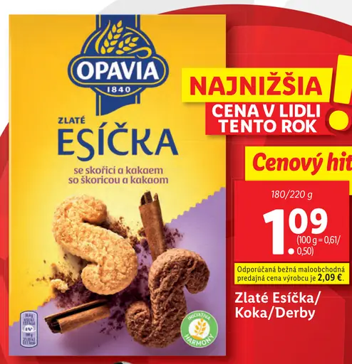 Opavia Zlaté Esíčka so škoricou