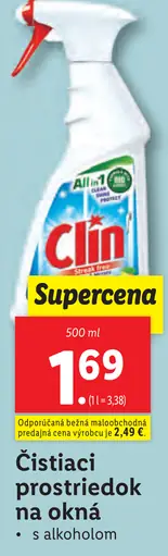 Čistiaci prostriedok na okná s alkoholom
