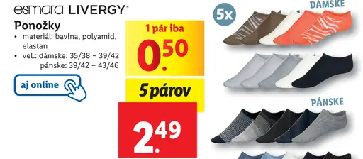 Esmara Livergy Ponožky dámske