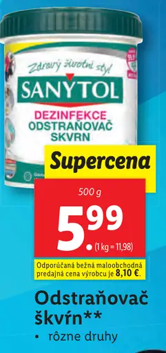 Sanytol odstraňovač škvŕn