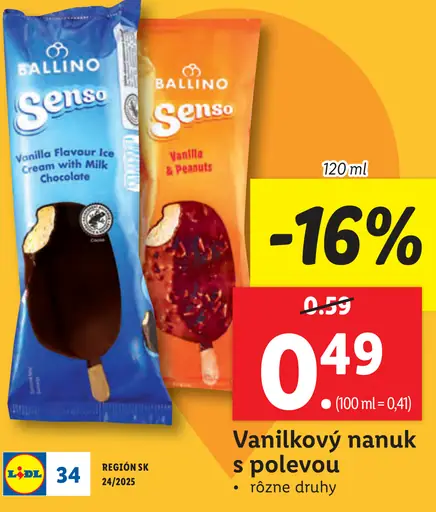 Ballino vanilkový nanuk s polevou