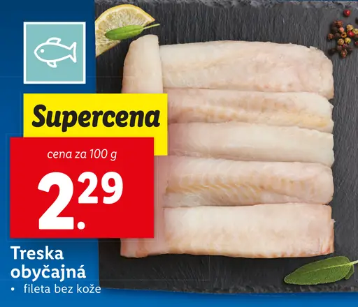 Treska obyčajná filet bez kože
