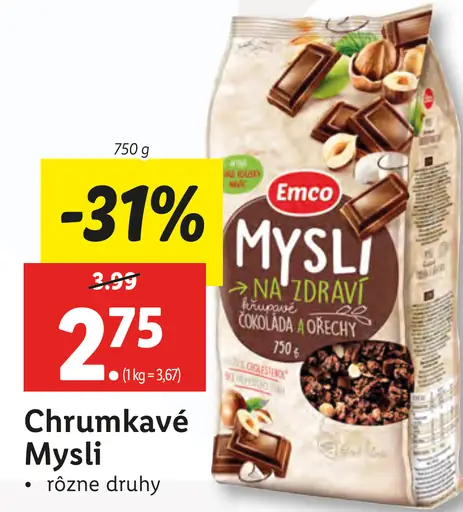 Emco Mysli na Zdraví Chrumkavé čokoláda a orechy