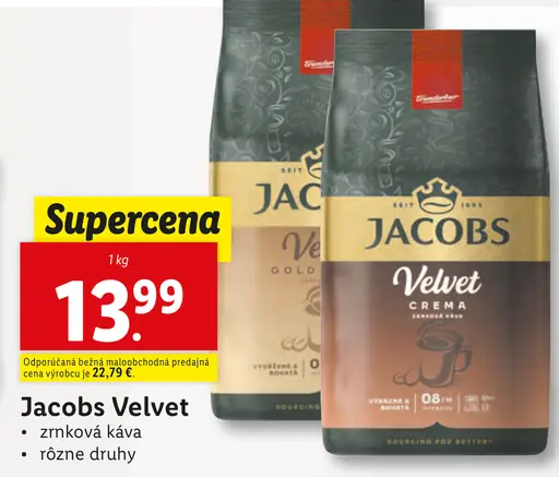 Jacobs Velvet zrnková káva