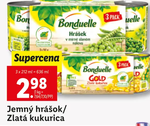 Bonduelle Jemný hrášok/Zlatá kukurica