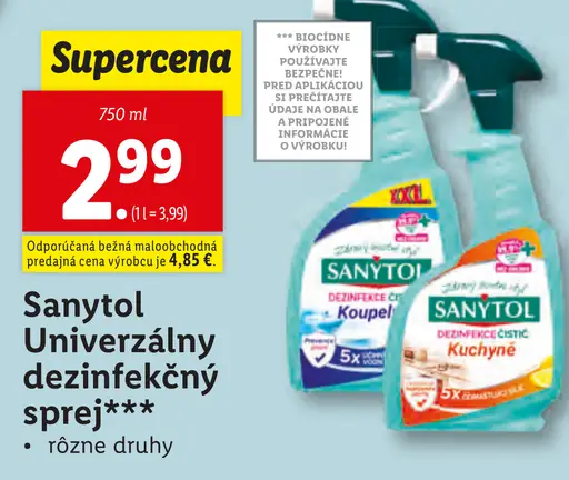 Sanytol Univerzálny dezinfekčný čistiaci prostriedok
