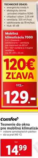 Comfee Tesnenie do okna pre mobilnú klimatizáciu
