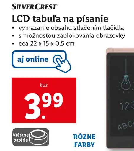 SilverCrest LCD tabuľa na písanie