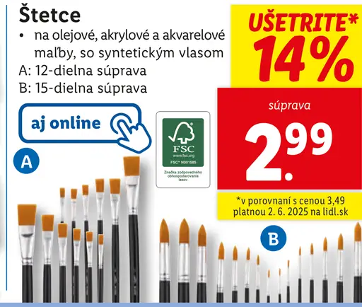 Štetce na olejové, akrylové a akvarelové maľby