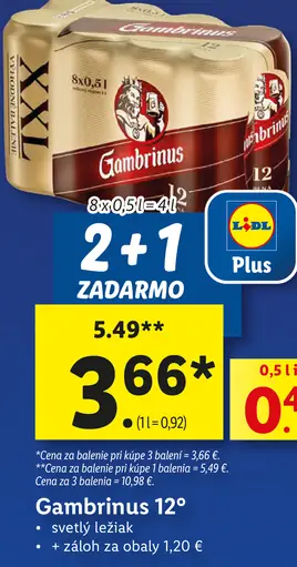 Gambrinus svetlý ležiak