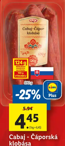 Pikok Cabaj-Čáporská klobása